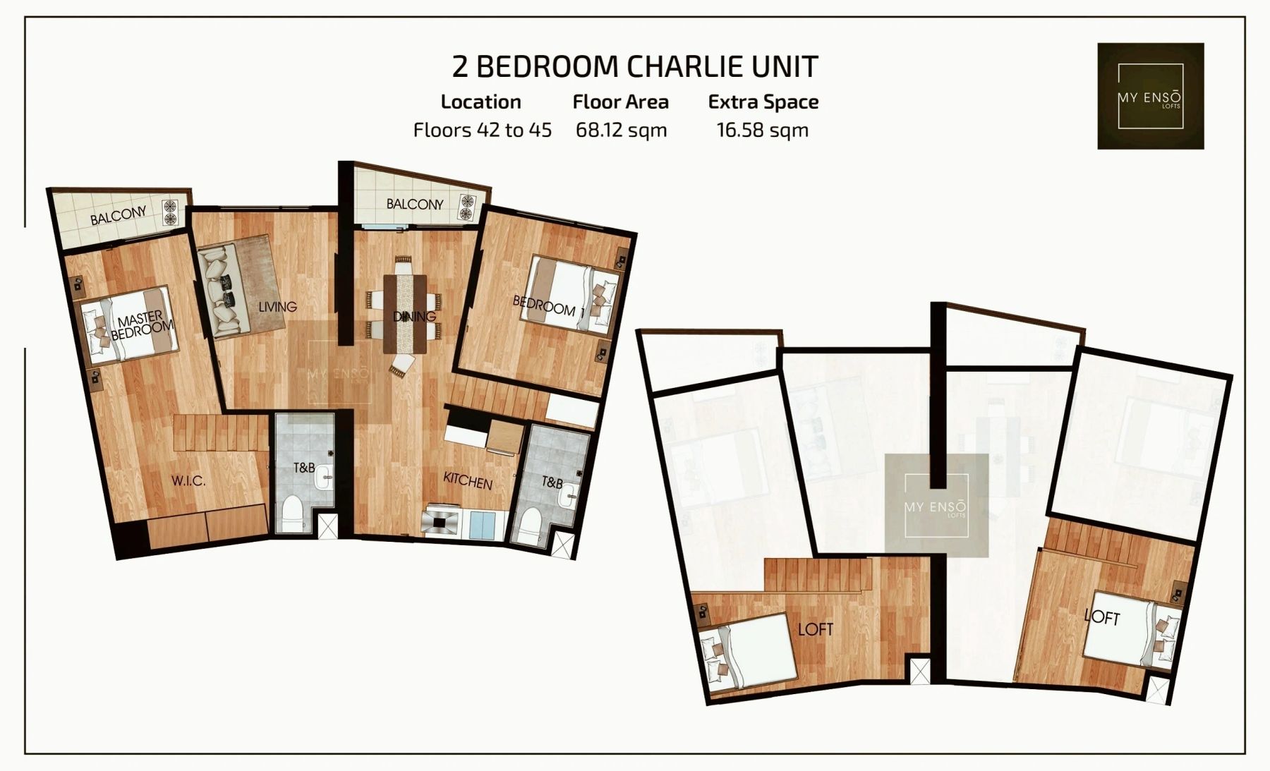 2-bedroom Charlie floor plan